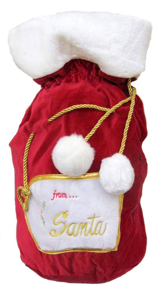 Ultimate Santa Sack in Rich Velour with Rounded Base measuring 50cm x 40cm and available here at Karnival Costumes online Christmas party shop