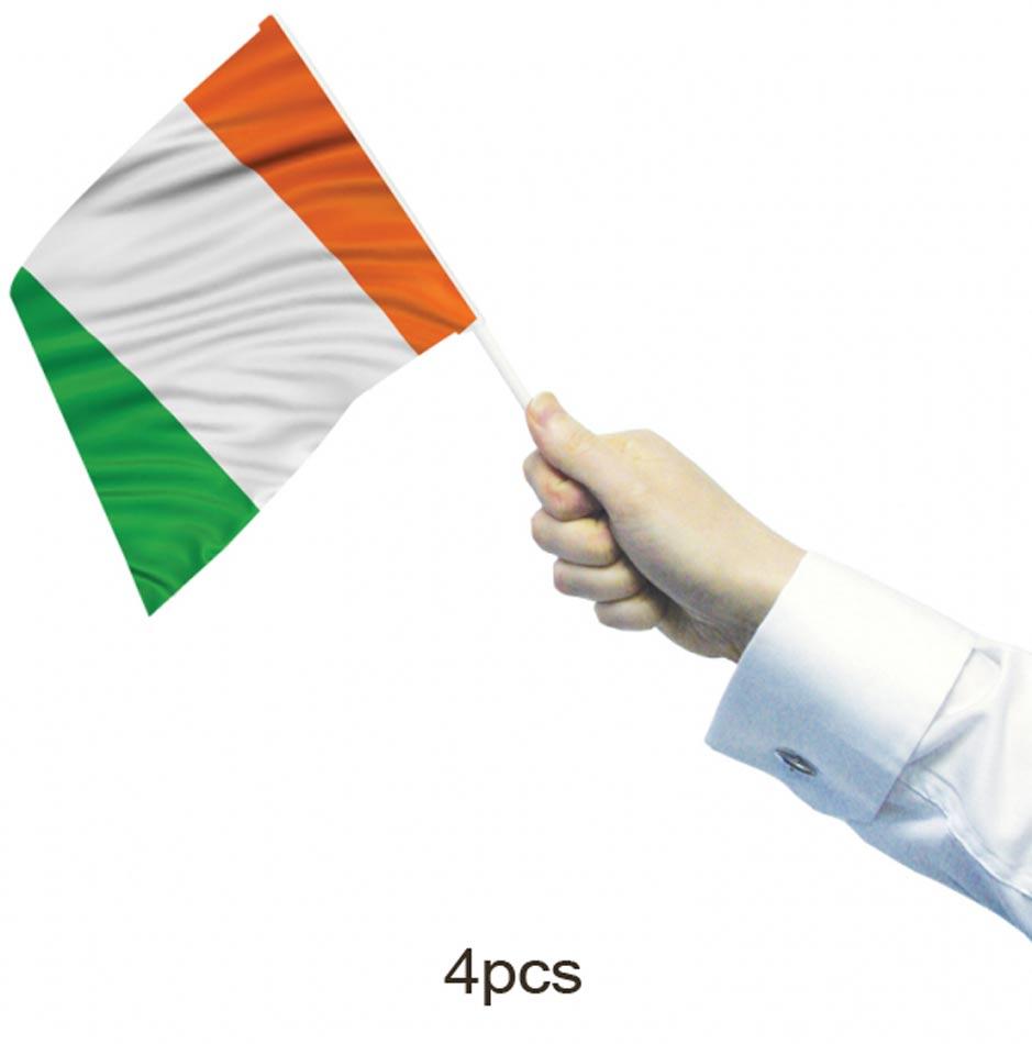 Pack of 4 Ireland Waving Flags 30cm x 45cm by Amscan 993910 available here at Karnival Costumes online party shop