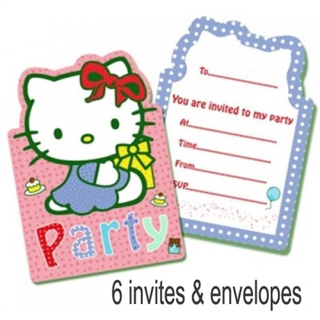 Pack 6 Hello Kitty Party Invitations with envelopes by Gemma International 204124 and available from the range here at Karnival Costumes online party shop