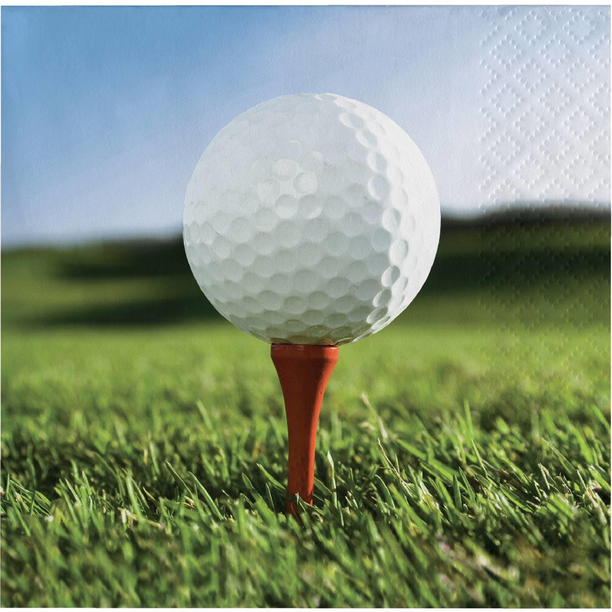 Pack 18 Sports Fantastic Golf Beverage Napkins by Creative Party 657965 available here at Karnival Costumes online party shop