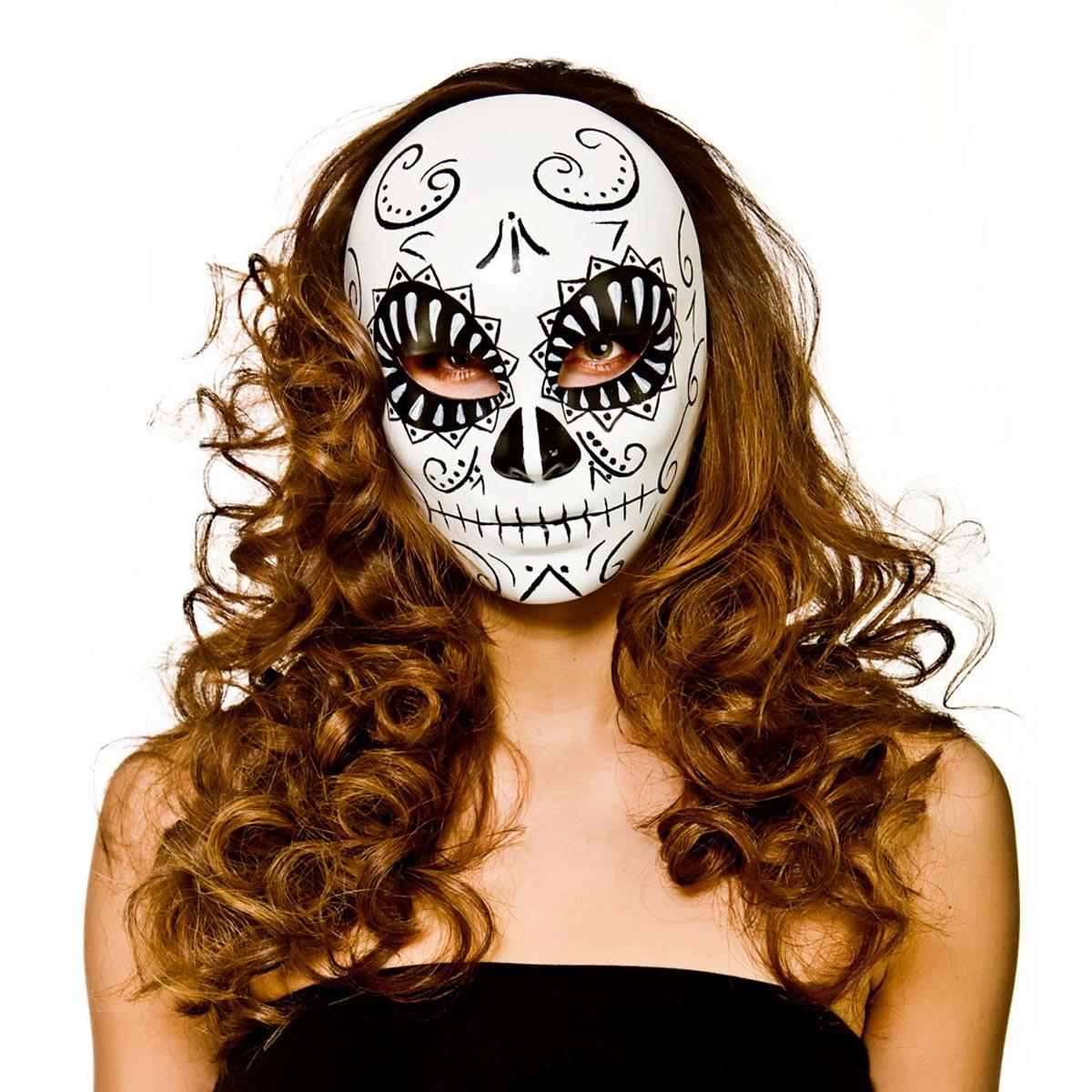 Day of the Dead Senorita Mask with ribbon ties by Wicvked MK9966 available from a collection here at Karnival Costumes online party shop