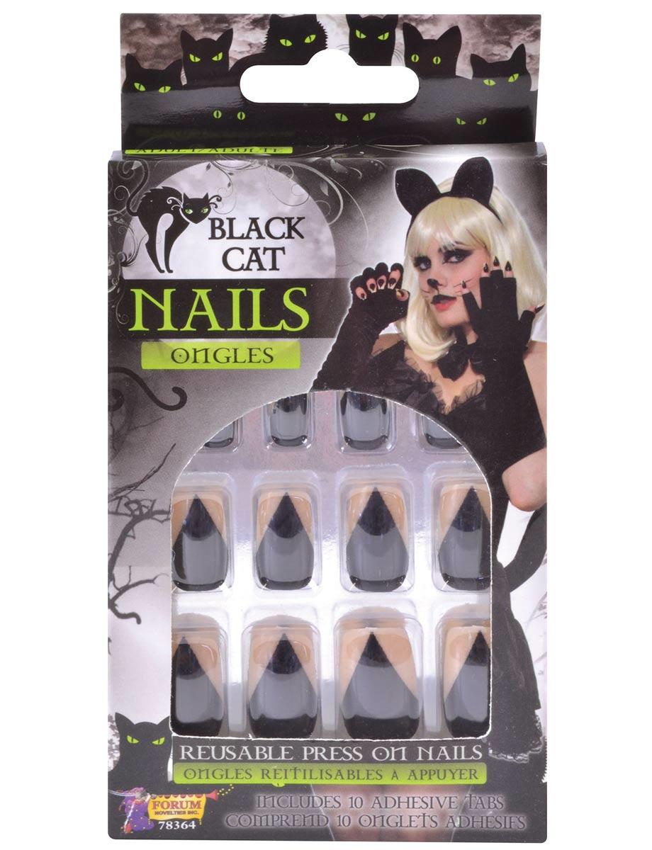 Black Cat False Finger Nails by Forum Novelties 78364 available here at Karnival Costumes online party shop