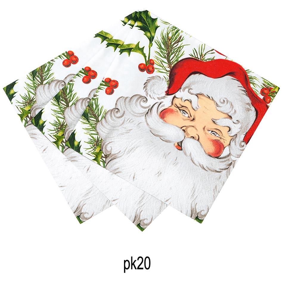 20 Christmas luncheon napkins from the Botanical Santa range by Talking Tables BC-SANTA-NAPKIN available here at Karnival Costumes online Christmas party shop