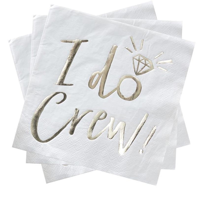Gold Foiled I Do Crew Napkins - 20pcs by Ginger Ray ID-409 available here at Karnival Costumes online party shop
