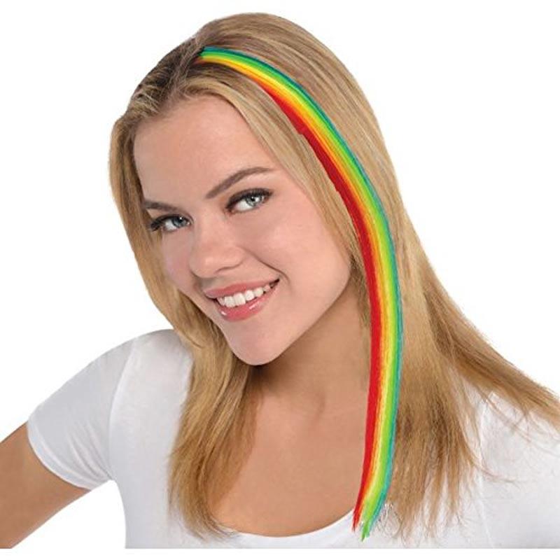 Rainbow Hair Extension - 38cm by Amscan 395179 for LGBT Pride and Unicorn parties available here at Karnival Costumes online party shop