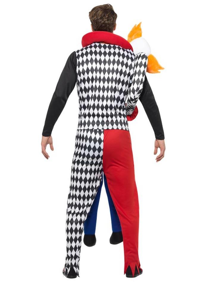 CA19 Sinister Clown Piggy Back Adult Halloween Costume – Scary Mens Freakshow Outfit By Smiffys