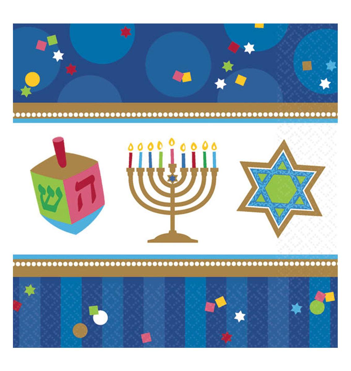 Hanukkah Celebrations Beverage Napkins 25cm - pk36 by Amscan 703803 available here at Karnival Cosumes online party shop