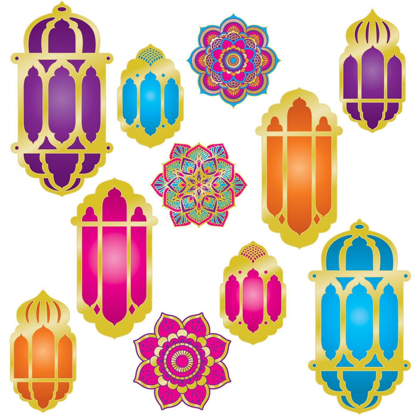 Arabian Nights 11pc Foil Lantern and Mandala cutout decorations pack by Beistle 53580 available here at Karnival Costumes online party shop