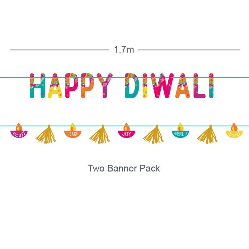 Happy Diwali Banner Kit pack of 2 banners by Amscan 120526 available here at Karnival; Costumes online party shop
