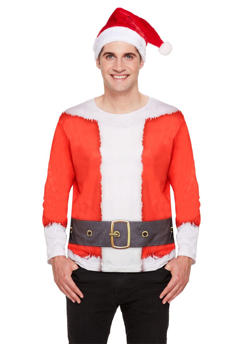 Novelty Santa T-Shirt by Henbrandt W24291 available in one-size from Karnival Costumes online Chrstmas Party Shop