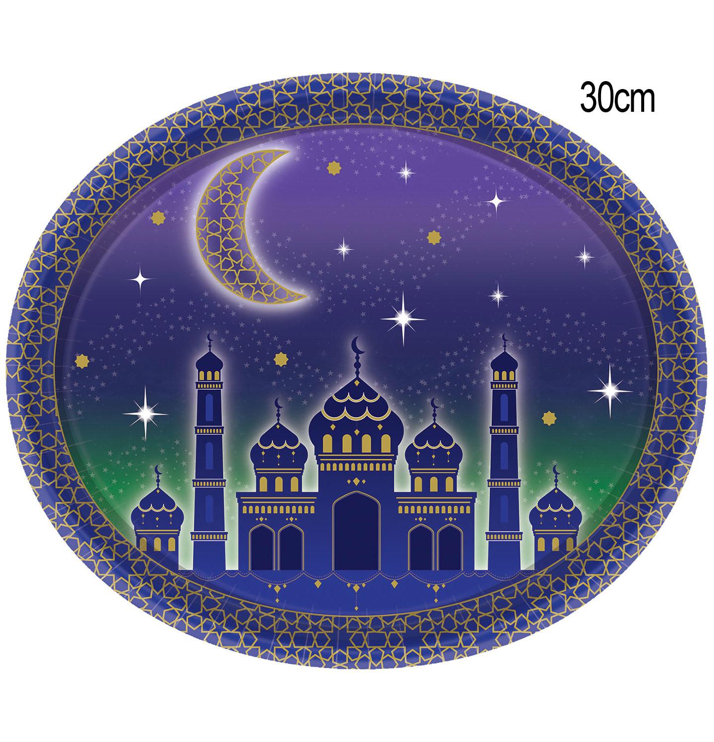 Eid Celebrations 30cm Paper Platters pk8 by Amscan 591962 available here at Karnival Costumes online party shop