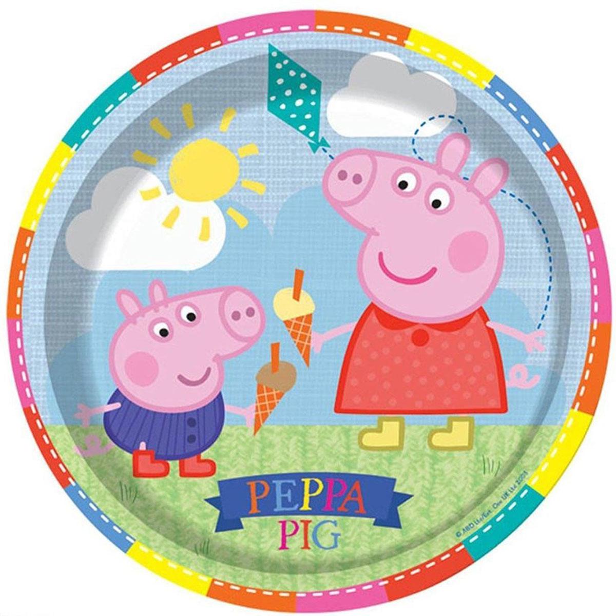 Pack 8 individual Peppa and George Pig Paper Plates 23cm by Amscan 236088 available here at Karnival Costumes online party shop