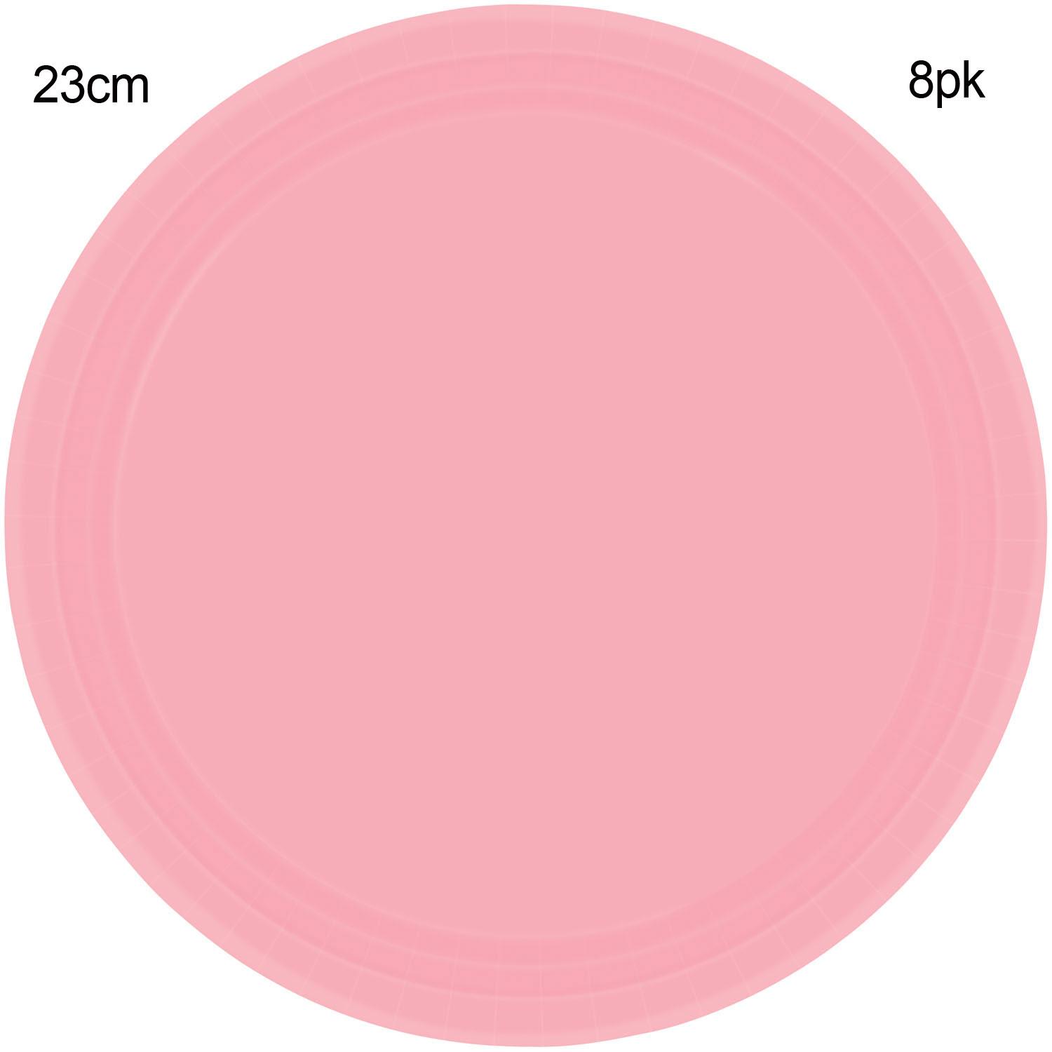 Pack 8 Baby Pink Dinner Paper Plates 22.8cm by Amscan 55015-109 available here at Karnival Costumes online party shop