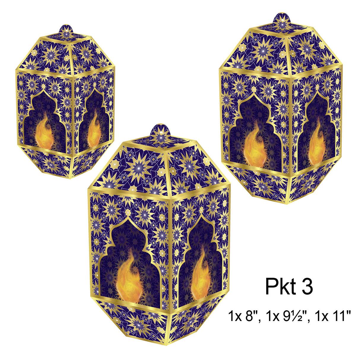 Foil Ramadan Paper Lanterns 3 Asstd Sizes by Beistle 53726 available in the UK here at Karnival Costumes online party shop