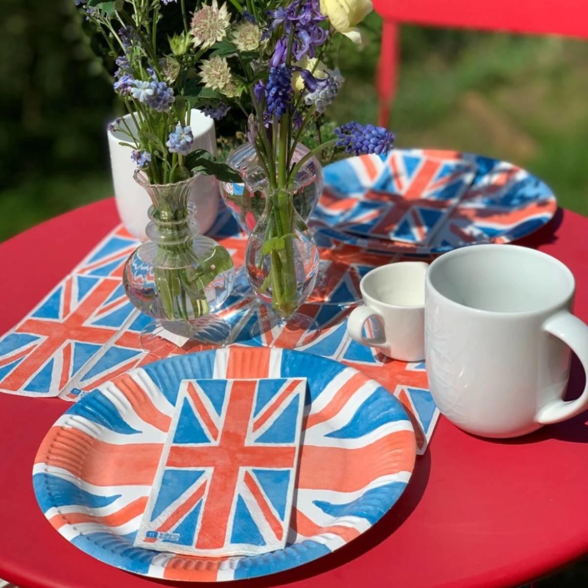 Union Jack printed 33cm Paper Napkins by Talking Tables BRIT20-SINGNAPKIN available here at Karnival Costumes online party shop