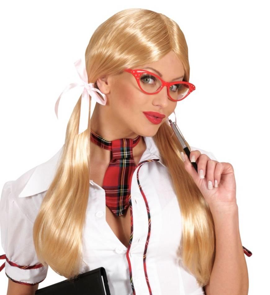 School Girl Blonde Wig with Long Bunches