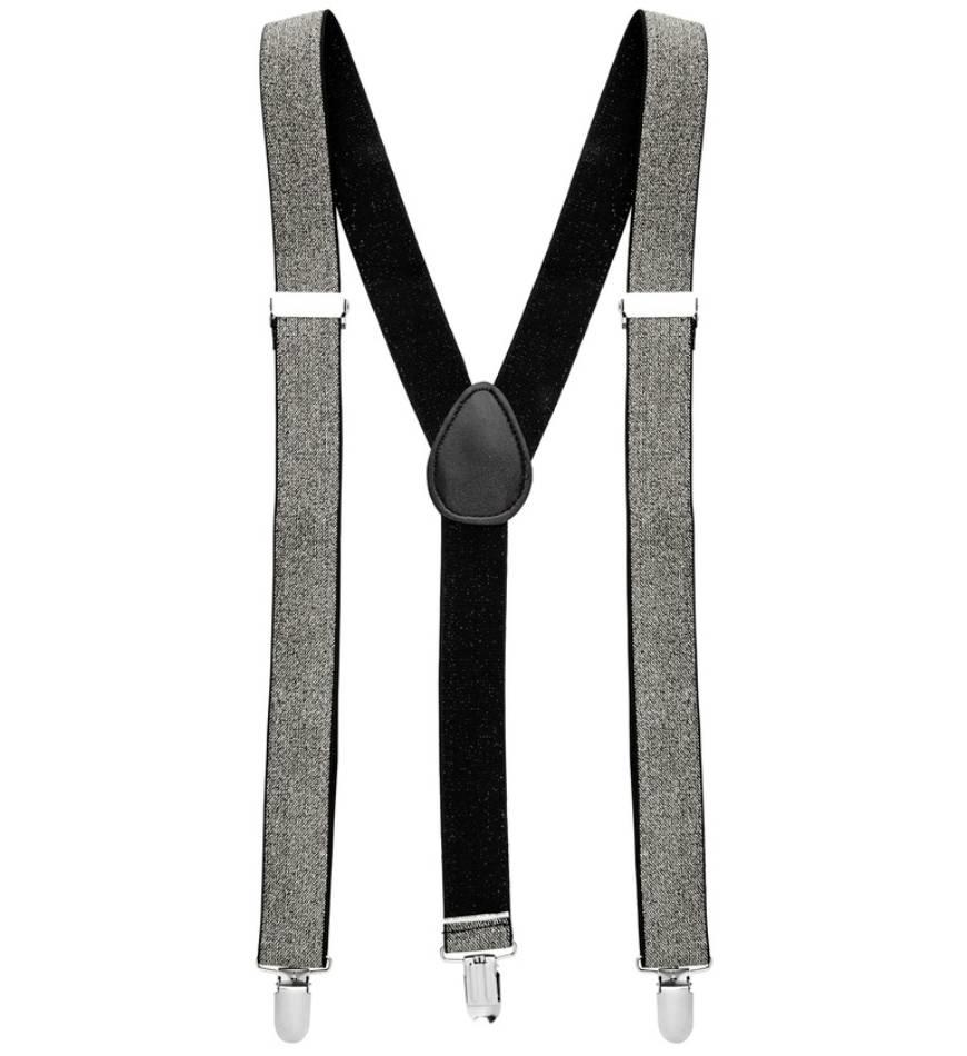 Adult Silver Lurex Braces for men and women by Widmann 8153S available here at Karnival Costumes online party shop