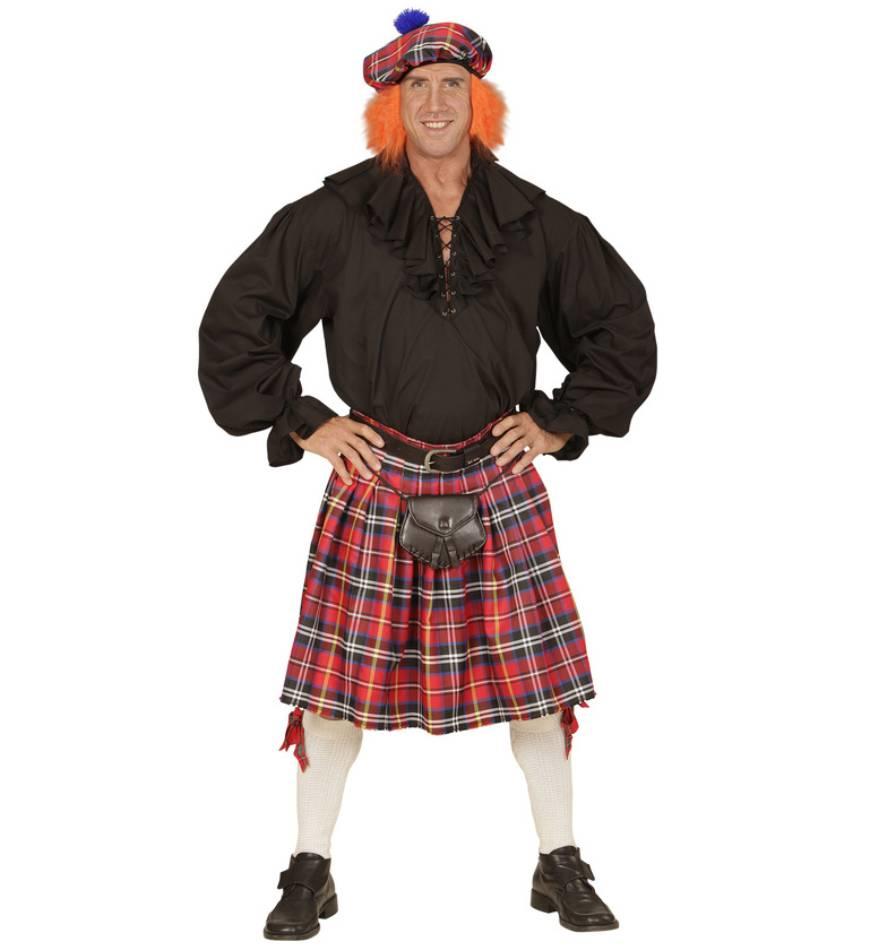 Gent's Scotsman kilt and hat with hair costume set by Widmann 1107 available here at Karnival Costumes online party shop