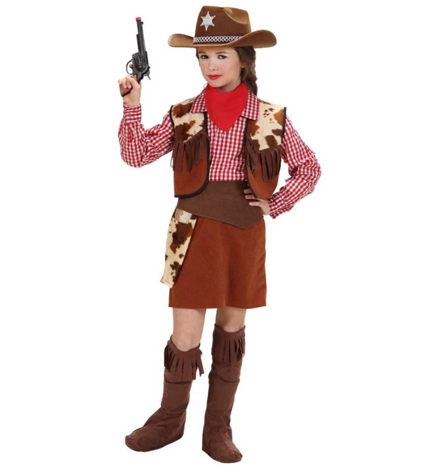 Deluxe Cowgirl fancy dress costume for girls by Widmann 5881 available here at Karnival Costumes online party shop