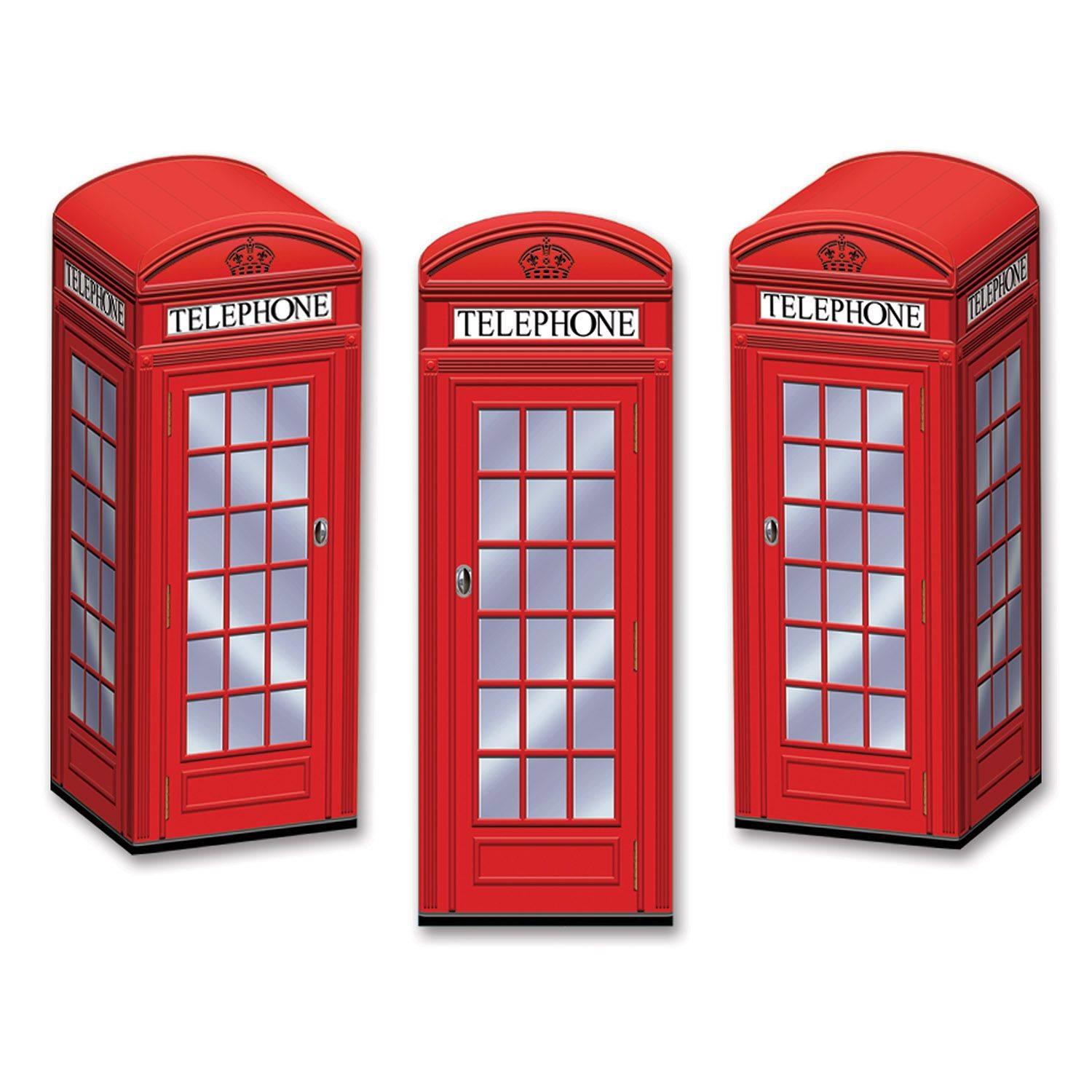British Phone Box Favour Boxes Pk3 by Beistle 54121 available here at Karnival Costumes online party shop