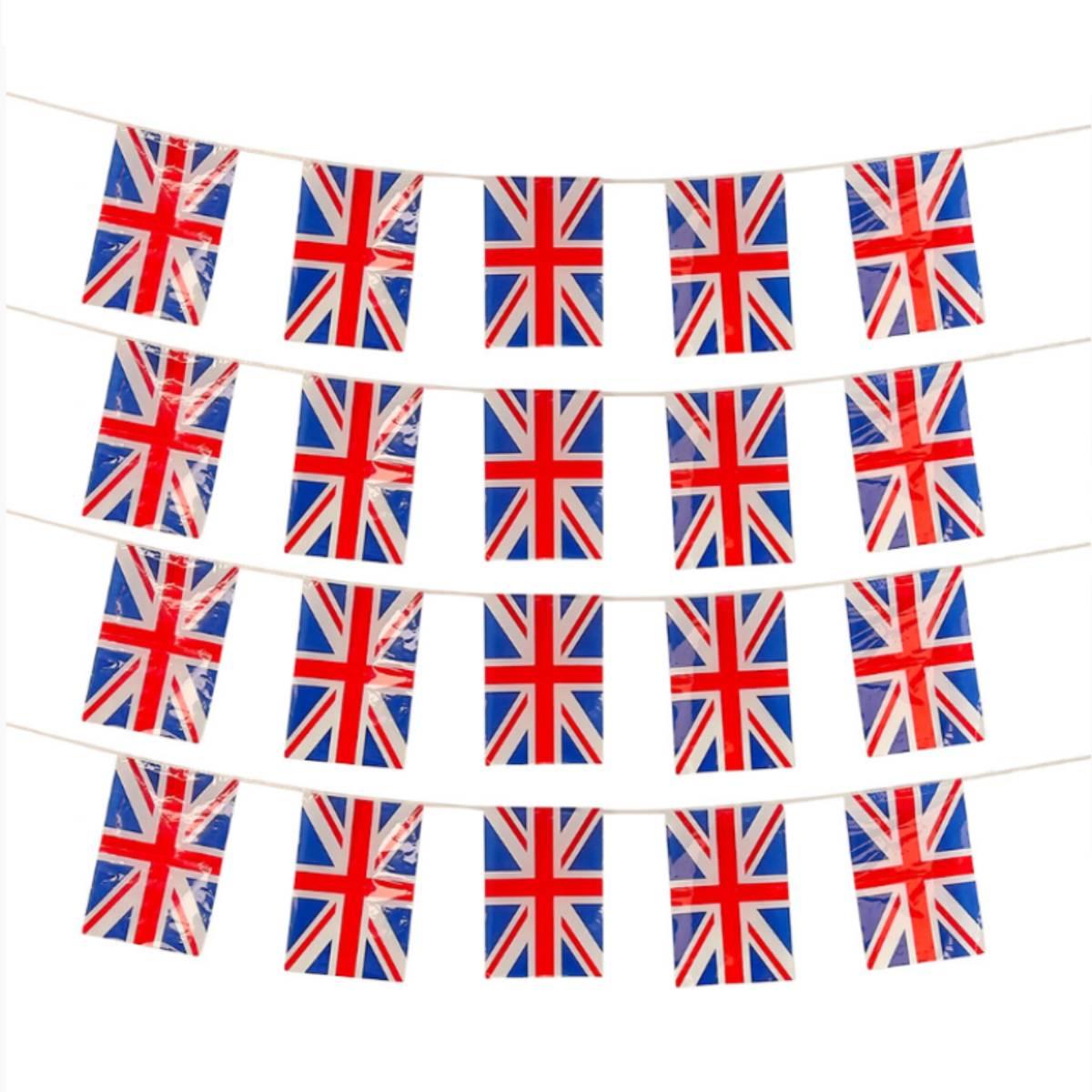 10m British Union Jack Flag Bunting with 20 Pennants by Wicked AC-9438 available here at Karnival Costumes online party shop