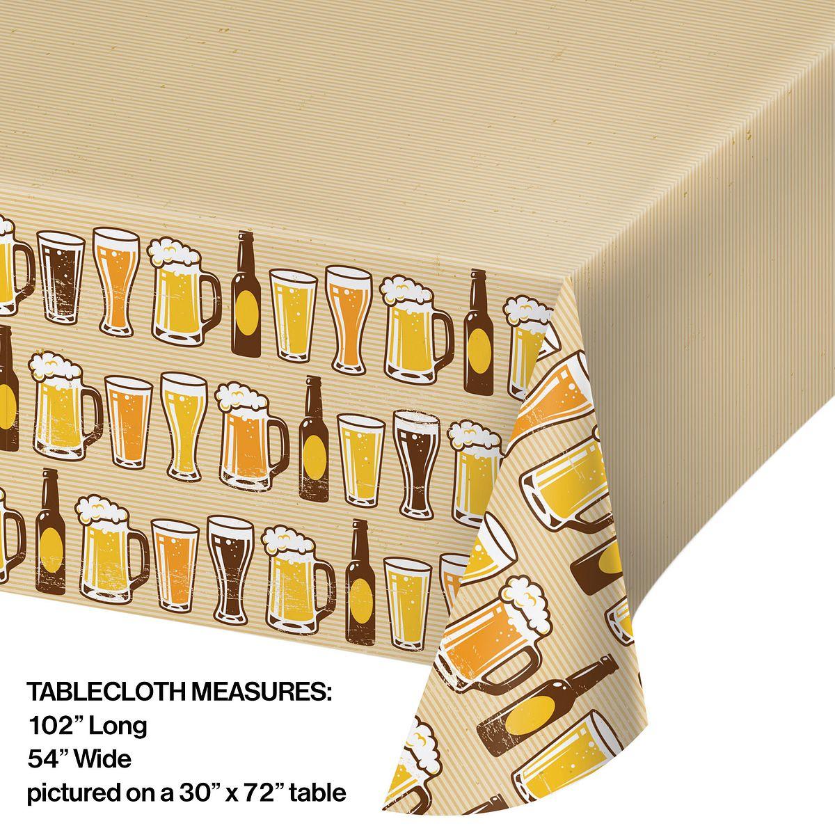 54" x 102" Cheers and Beers Plastic Tablecover by Creative Converting 324453 available here at Karnival Costumes online party shop