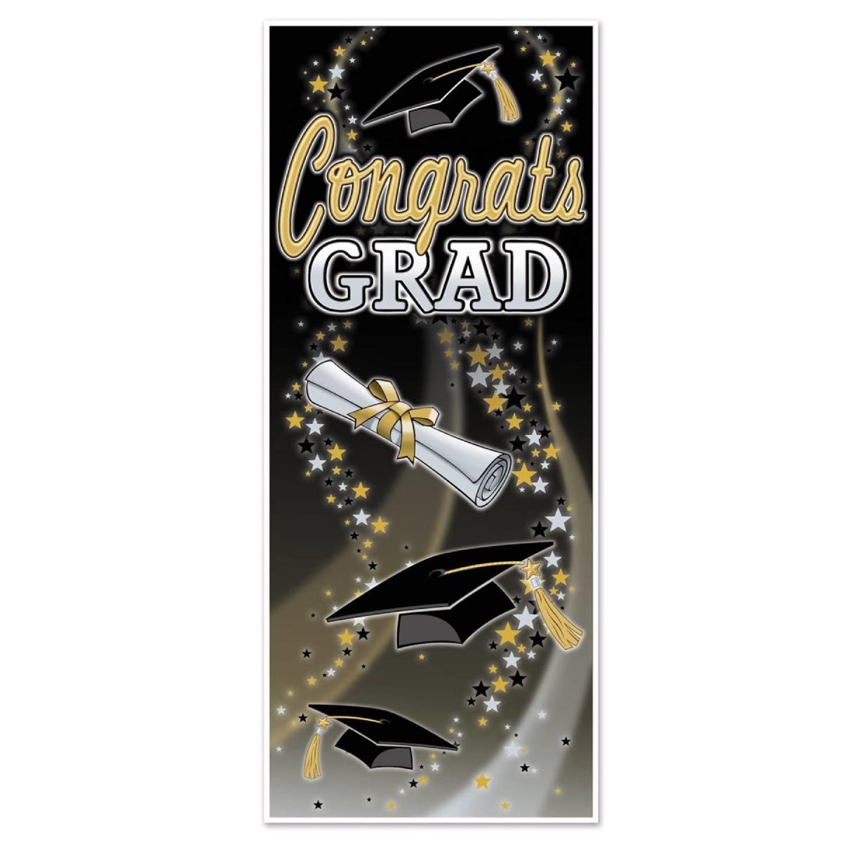 Graduation Party Door Cover 72" x 30" in Plastic by Beistle 53596 and available here at Karnival Costumes online party shop