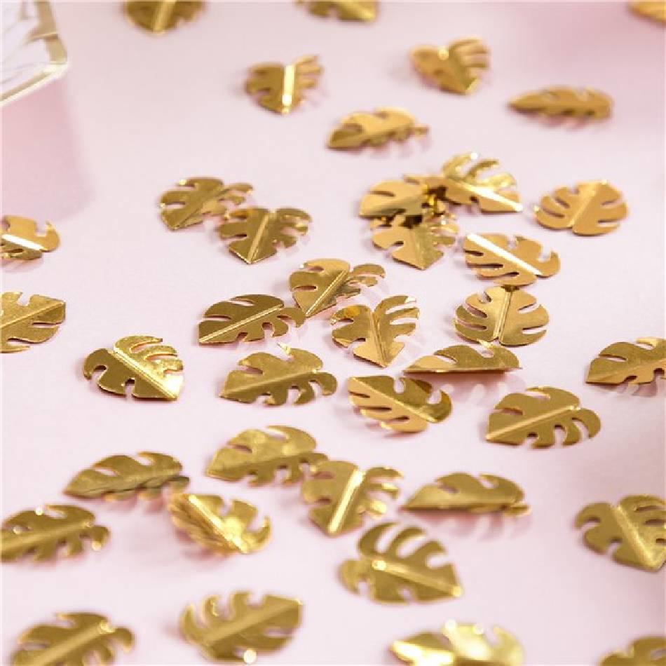 15gr Gold Palm Leaf Die-Cut Sprinkle Confetti each 2cm item: KCONS8-19M available here at Karnival Costumes online party shop