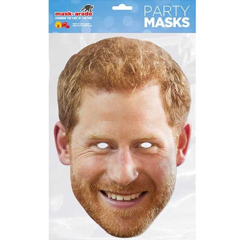 Packaging for our Prince Harry Face Mask by Mask-arade HARRY02 available from a collection of royal masks at Karnival Costumes online party shop