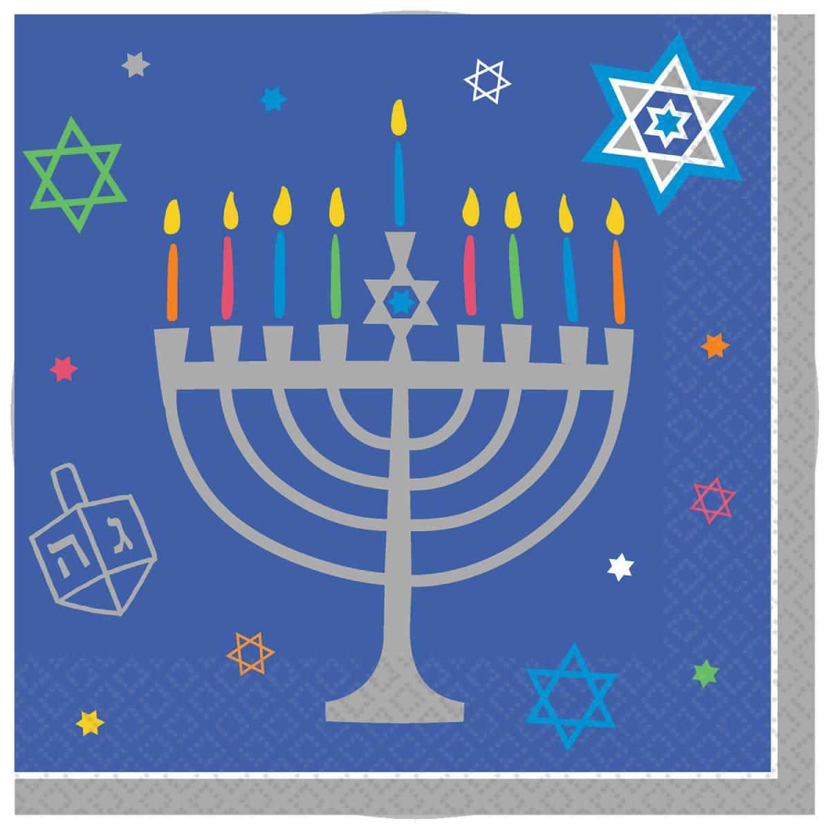 Eight Happy Nights Hanukkah Celebration Napkins pk36 2ply by Amscan 702199 available here at Karnival Costumes online party shop