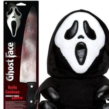 Ghost Face and Scream slasher movie franchise costume accessories and decorations including costume weapons and other related items. All available here at Karnival Costumes online party shop