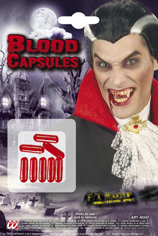 Packet of 8 individual Blood Capsules by Widmann 4024T available online from Karnival Costumes