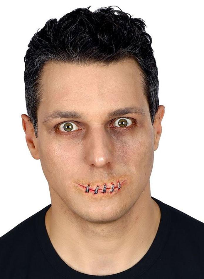 Special Effects Makeup Sewn Mouth effect by Widmann 4155B available here at Karnival Costumes online Halloween party shop