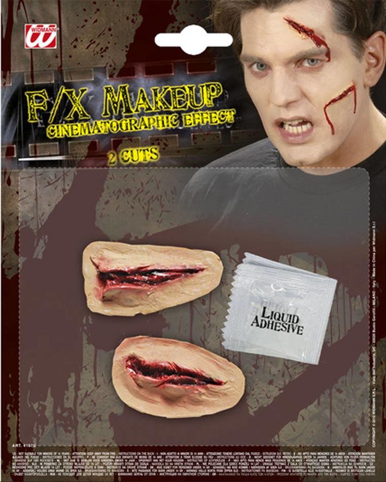 Halloween Horror make up effects with 2 Cuts or Gashes by Widmann 4157C available here at Karnival Costumes online party shop