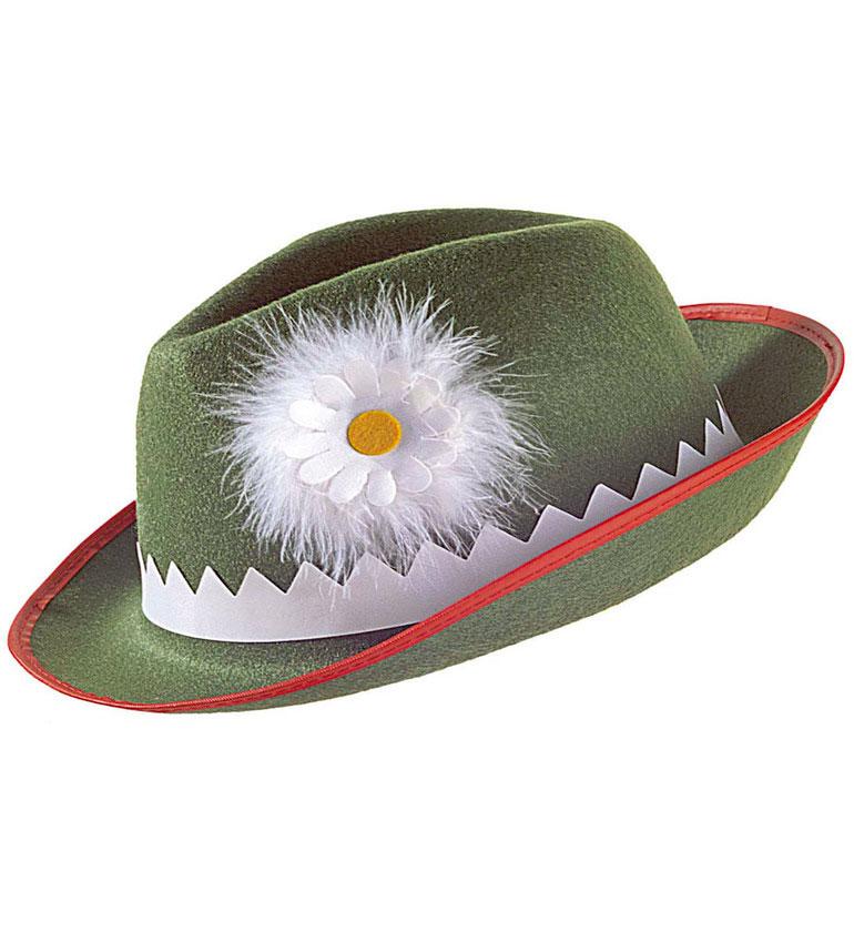 Bavarian Oktoberfest Tyrolese Hat with Daisy and Feather by Widmann 1674T available from a large selection of Oktoberfest hats and accessories here at Karnival Costumes online party shop