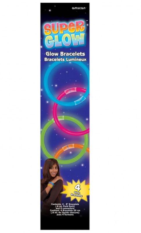 Party Favours - 4 Multicoloured Glow Stick Bracelets