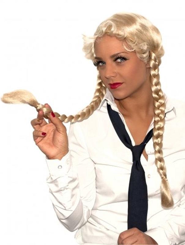 School Girl Blonde Wig with Long Plaits from a collection at Karnival Costumes