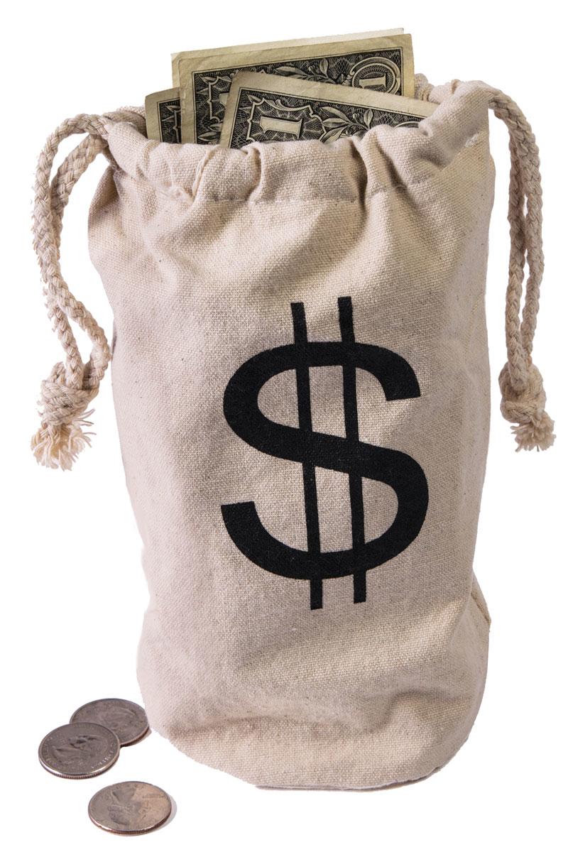 Money Bag - Printed Both Sides with dollar signs by Forum Novelties 66567 / BA963 available in the UK here at Karnival Costumes online party shop