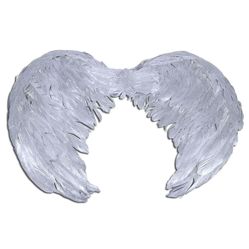 Silver Feathered Angel Wings - 40cm