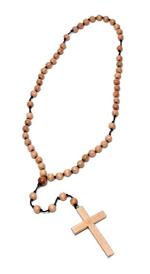 Long Wooden Beads and Cross by Bristol Novelties BA581 available here at Karnival Costumes online party shop