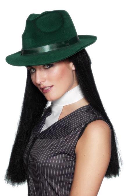 Gangster Hat in Green Velour by Smiffys 25983 available here at Karnival Costumes online party shop