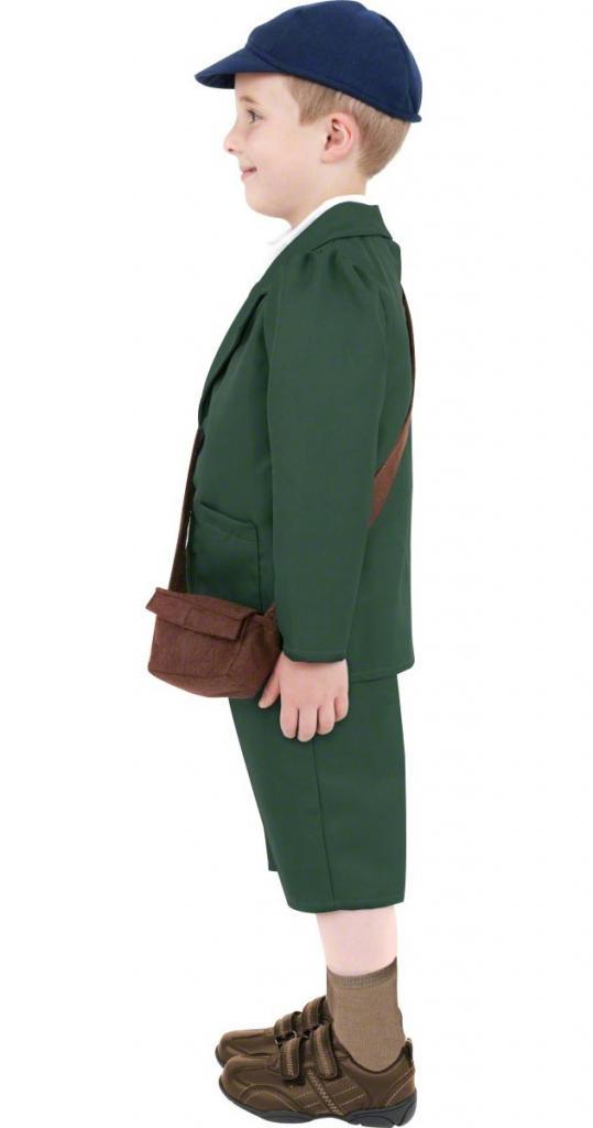 Side view of our WWII War Time Evacuee Fancy Dress Costume for boys by Smiffys 38669 available here at Karnival Costumes online party shop