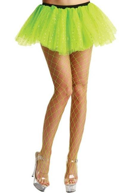 Neon Green Diamond Net Tights by Wicked TS7019 available here at Karnival Costumes online party shop