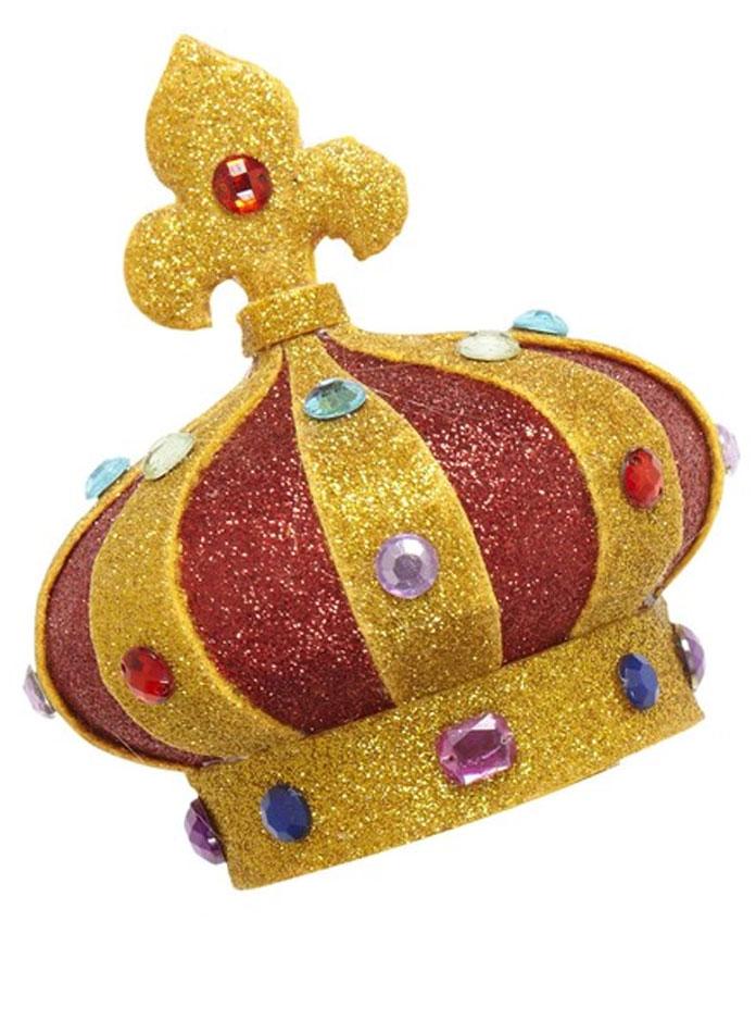 Mini Glitter Crown with Gemstones and hairclips by Widmann 9082B available from Karnival Costumes online party shop