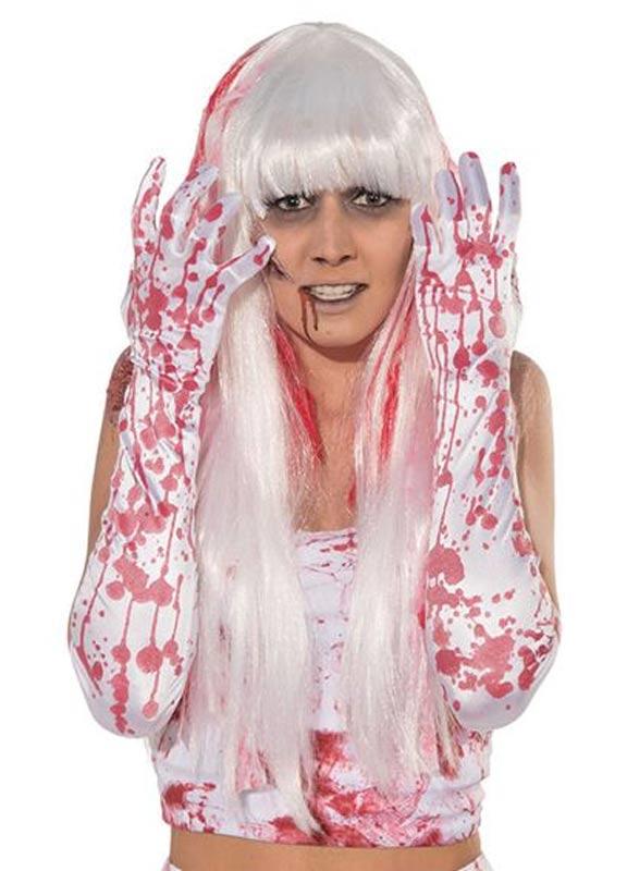 Bloody Theatrical Length White Gloves from our massive collection of Halloween costume accessories