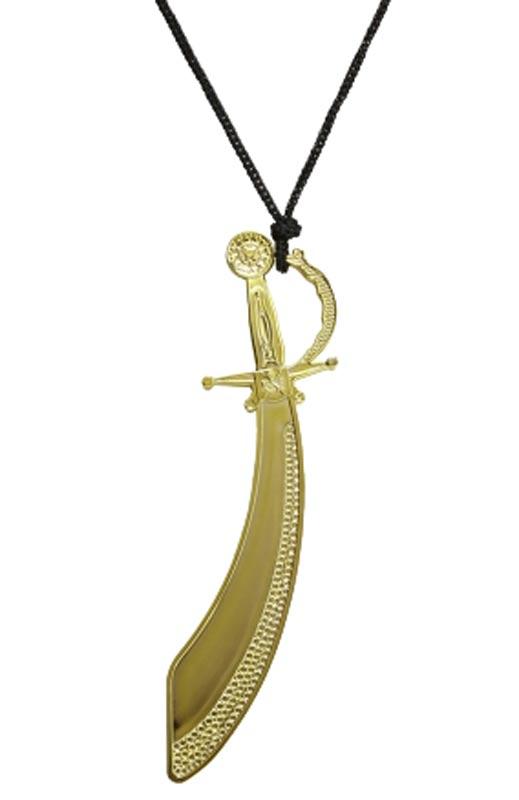 Pirate Necklace with Gold Cutlass for your pirate fancy dress costume from a collection of pirate's jewellery at Karnival Costumes