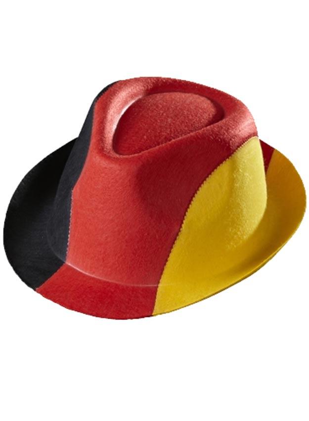 German Fedora Hat in Felt by Widmann 0397G in black, red and yellow for Oktoberfest or World Cup from Karnival Costumes online party shop