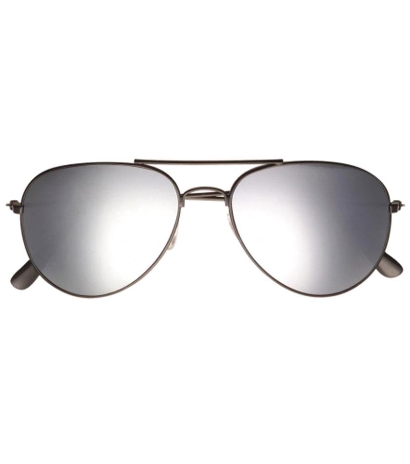Aviator Specs with Mirror Lenses and Black Frame by Widmann 6860P available here at Karnival Costumes online party shop