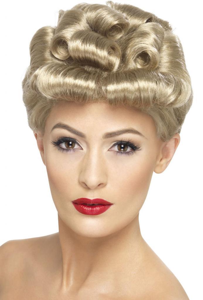 1940s Wartime Babe Vintage Wig in Blonde by Smiffys 29608 available at Karnival Costumes online party shop