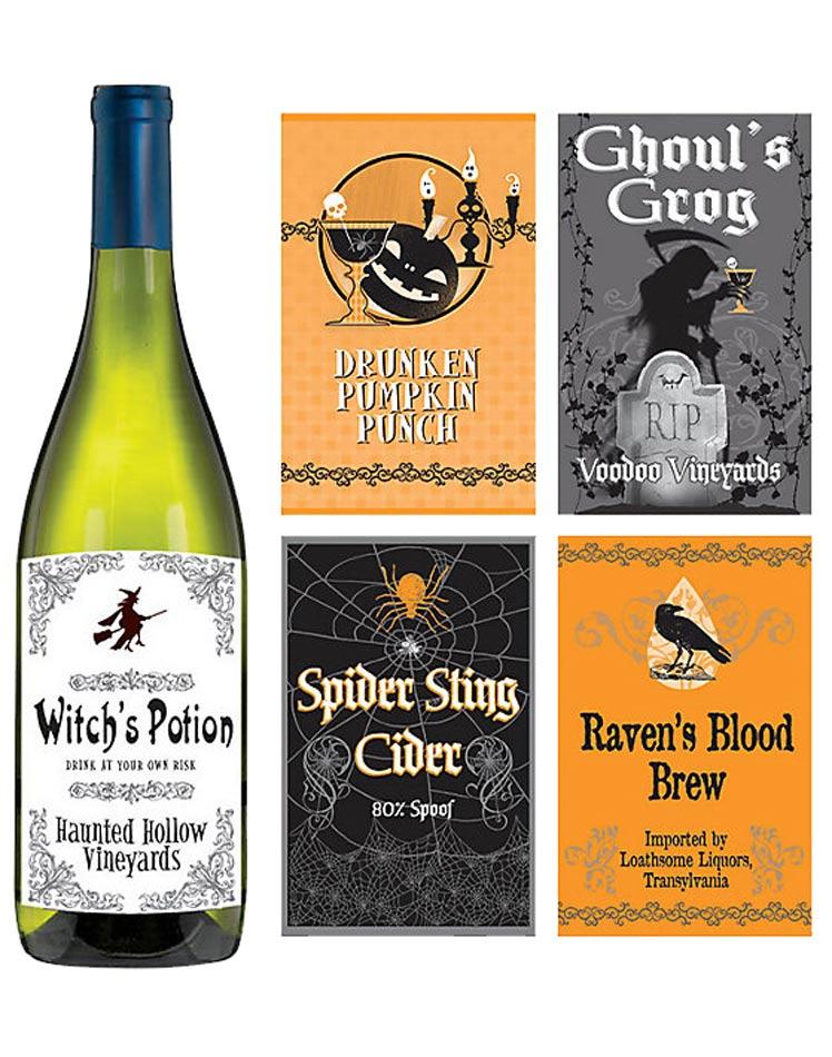 Pack of 5 Deluxe Wine Bottle Labels with Metallic Finish by Amscan 159634 available from Karnival Costumes